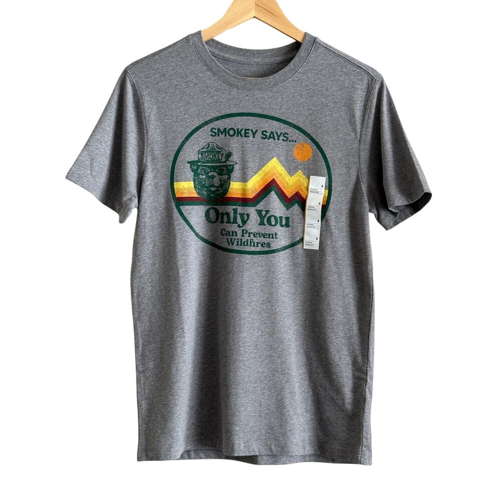 Smokey Bear Goodfellow Retro Graphic T-Shirt Gray NWT Size Small
